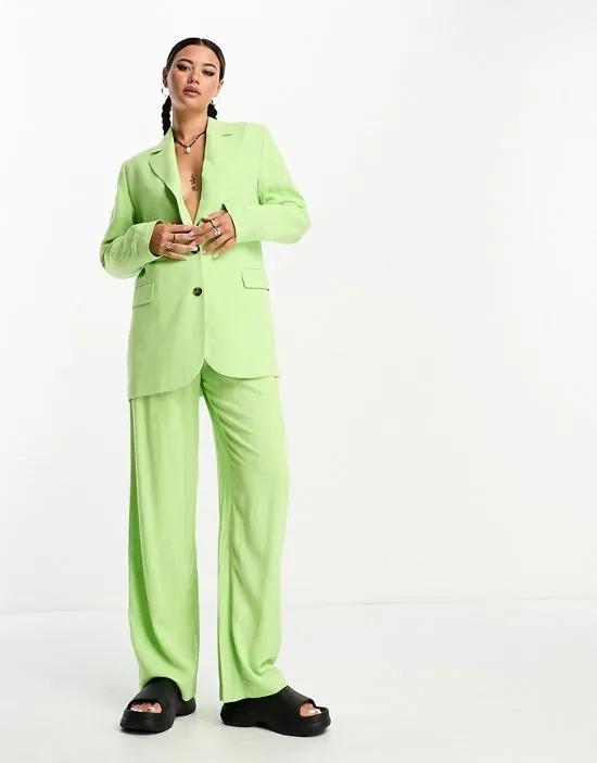Isa linen mix blazer in pastel green exclusive to ASOS - part of a set