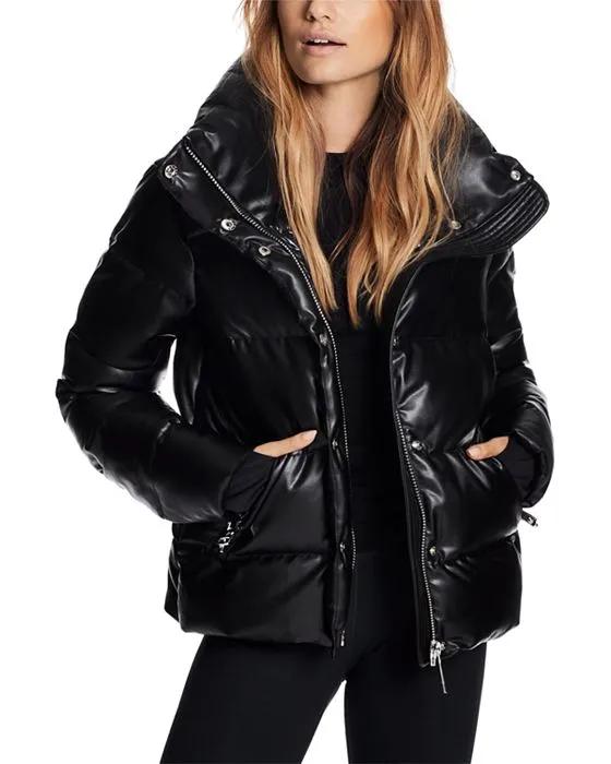 Isabel Faux Leather Puffer Coat