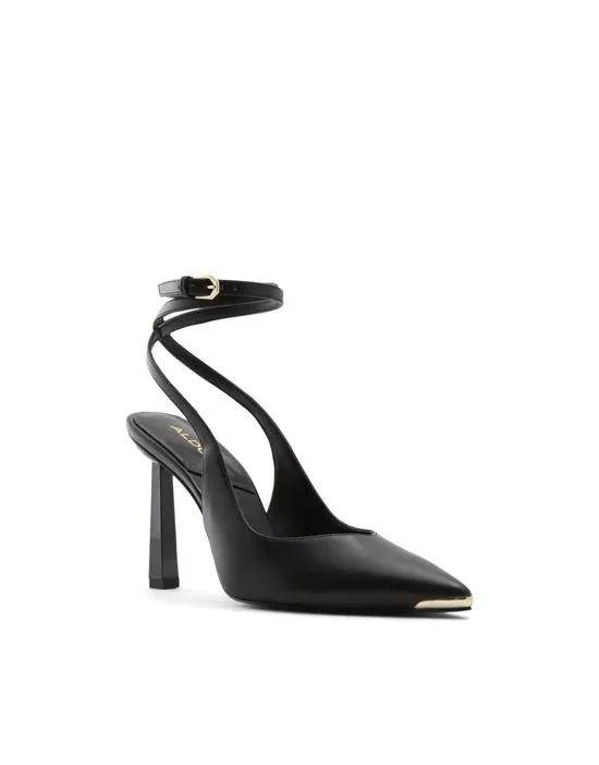 Isabela ankle strap heeled shoes in black