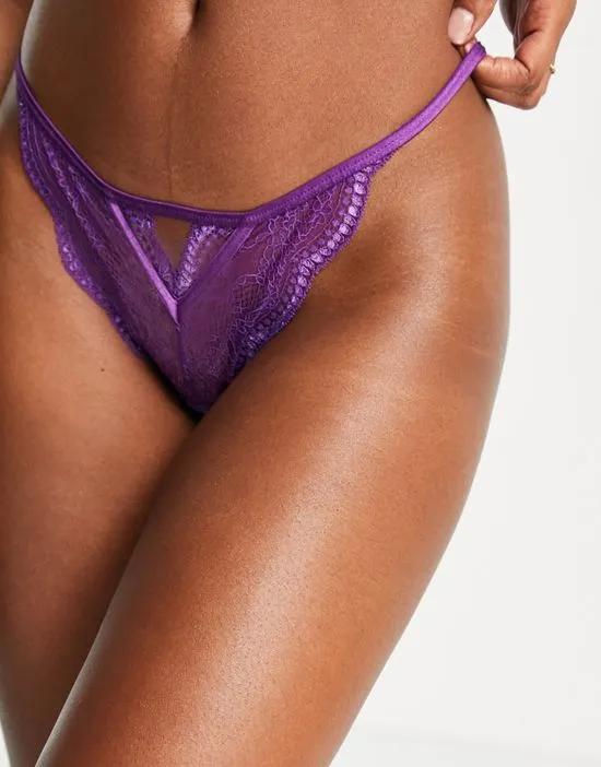 Isabelle lace high leg tanga brazilian in purple