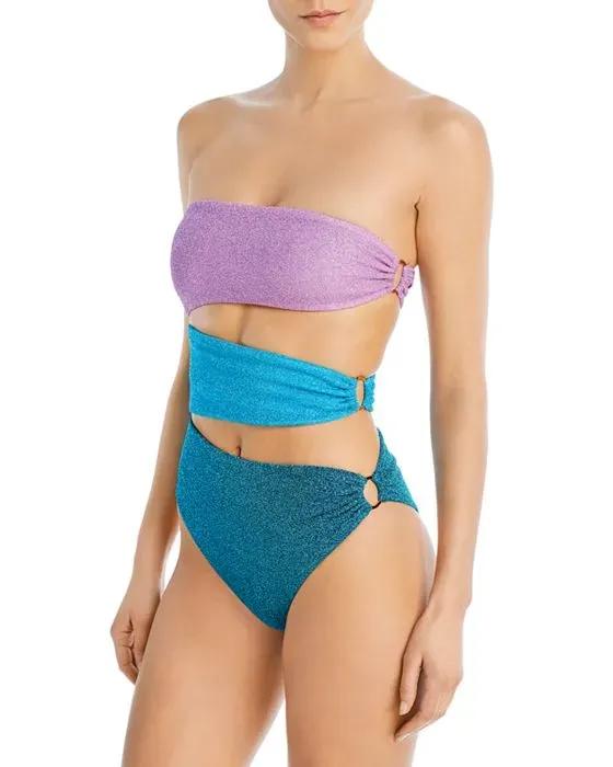 Isla Color Blocked Strapless One Piece Swimsuit