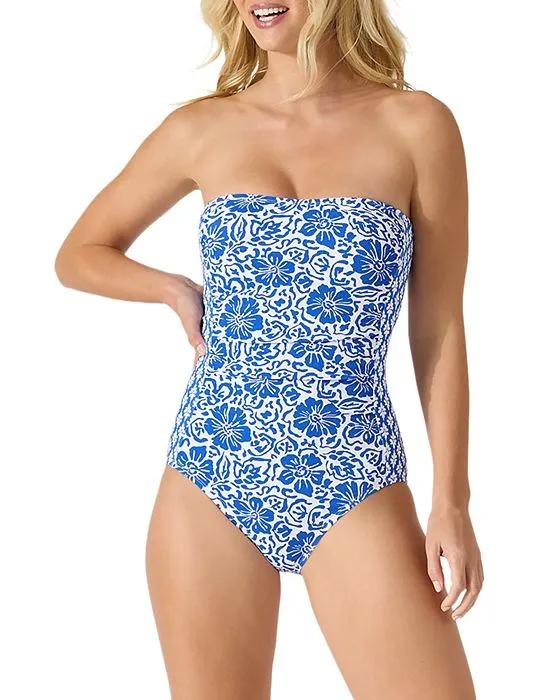 Island Cays Hibiscus Bandeau One Piece Swimsuit