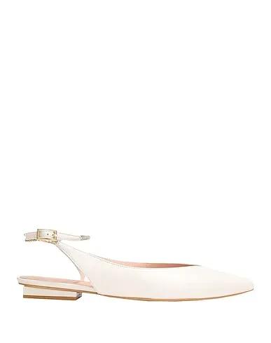 Ivory Ballet flats LEATHER BRAID LACE-UP BALLET FLAT
