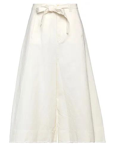 Ivory Canvas Cropped pants & culottes