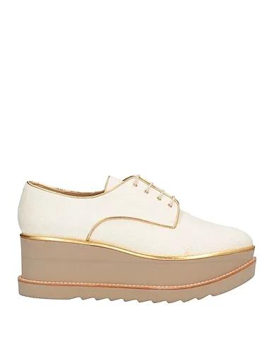 Ivory Canvas Laced shoes