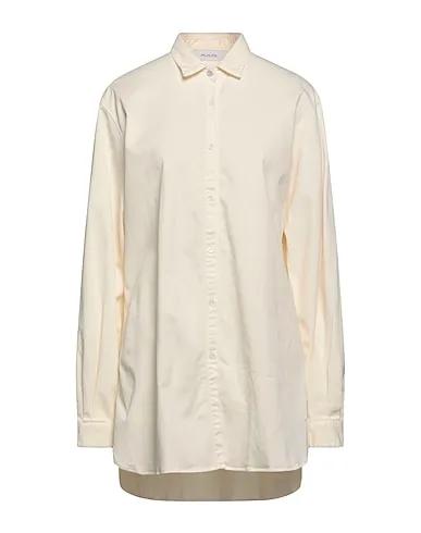 Ivory Cotton twill Solid color shirts & blouses