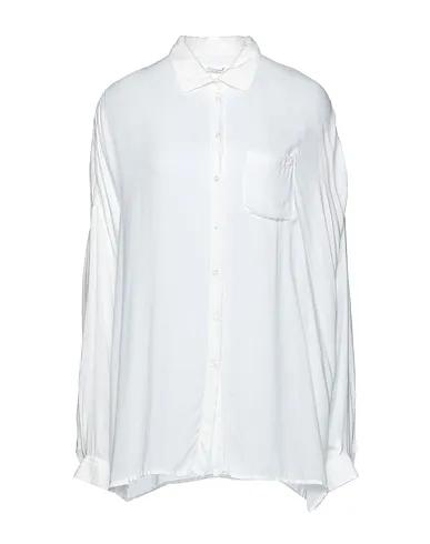 Ivory Cotton twill Solid color shirts & blouses