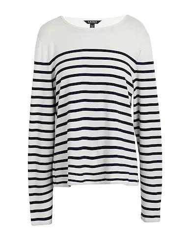 Ivory Jersey T-shirt STRIPED STRETCH COTTON LONG-SLEEVE TEE
