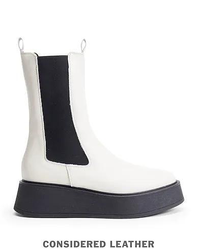 Ivory Leather Ankle boot LEATHER BEATLE BOOTS W/ WEDGE
