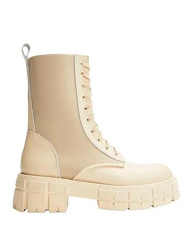 Ivory Leather Ankle boot LEATHER-NYLON COMBAT ANKLE BOOTS
