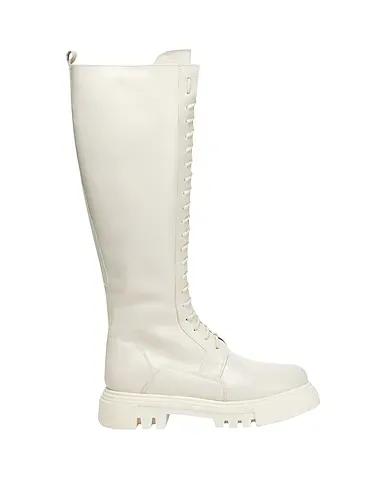 Ivory Leather Boots LEATHER ROUND TOE BOOT


