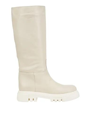 Ivory Leather Boots LEATHER ROUND TOE BOOT
