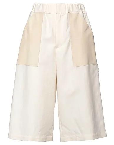 Ivory Leather Cropped pants & culottes