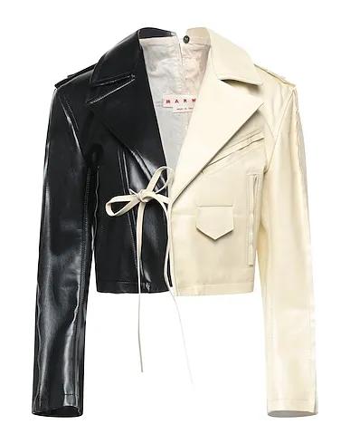 Ivory Leather Double breasted pea coat