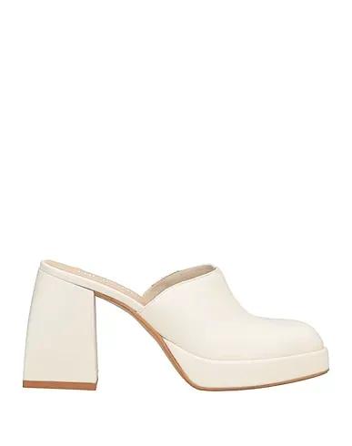 Ivory Leather Mules and clogs