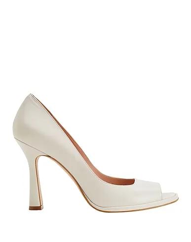 Ivory Leather Pump LEATHER SQUARE OPEN-TOE PUMPS