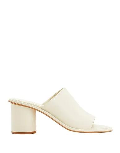 Ivory Leather Sandals LEATHER BLOCK HEEL MULES
