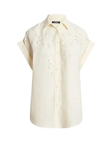 Ivory Linen shirt EYELET-EMBROIDERED LINEN SHIRT
