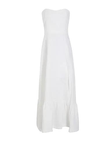 Ivory Long dress LINEN BANDEAU FRONT-SLIT LONG DRESS