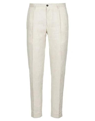 Ivory Plain weave Casual pants LINEN PLEATED SLIM-FIT CHINO