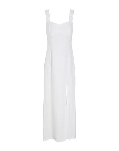 Ivory Plain weave Long dress LINEN FRONT-SLIT LONG DRESS