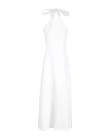 Ivory Plain weave Long dress LINEN HALTER LONG DRESS