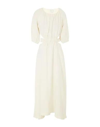 Ivory Plain weave Long dress TENCEL PUFF-SLEEVE MIDI DRESS
