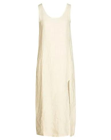 Ivory Plain weave Midi dress LINEN MAXI DRESS
