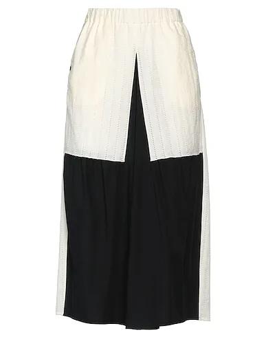 Ivory Plain weave Midi skirt