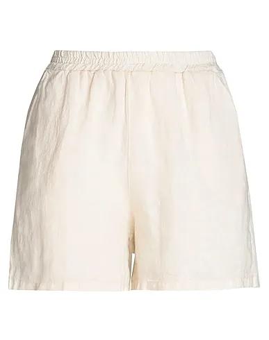 Ivory Plain weave Shorts & Bermuda LINEN PULL-ON SHORTS

