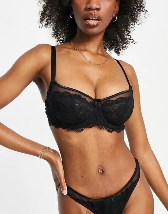 Ivory Rose Fuller Bust balconette wired non-pad bra in black