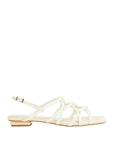 Ivory Sandals LEATHER SQUARE TOE FLAT SANDALS
