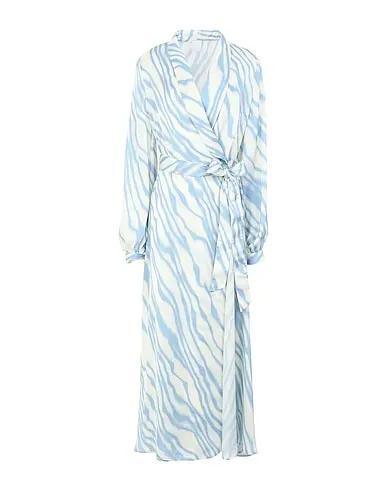 Ivory Satin Long dress PRINTED SATIN LONG WRAP DRESS
