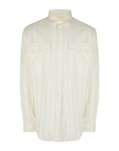 Ivory Striped shirt COTTON-BLEND PATCH-POCKETS OVER SHIRT
