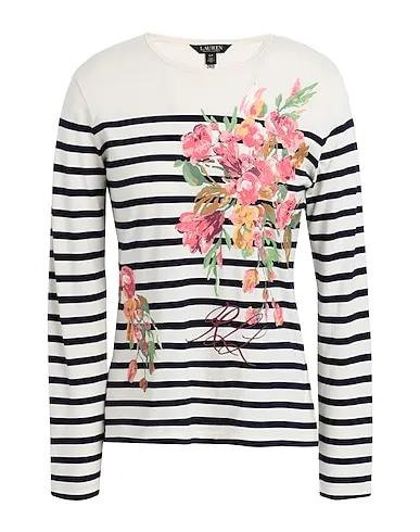 Ivory T-shirt FLORAL & STRIPED JERSEY LONG-SLEEVE TEE
