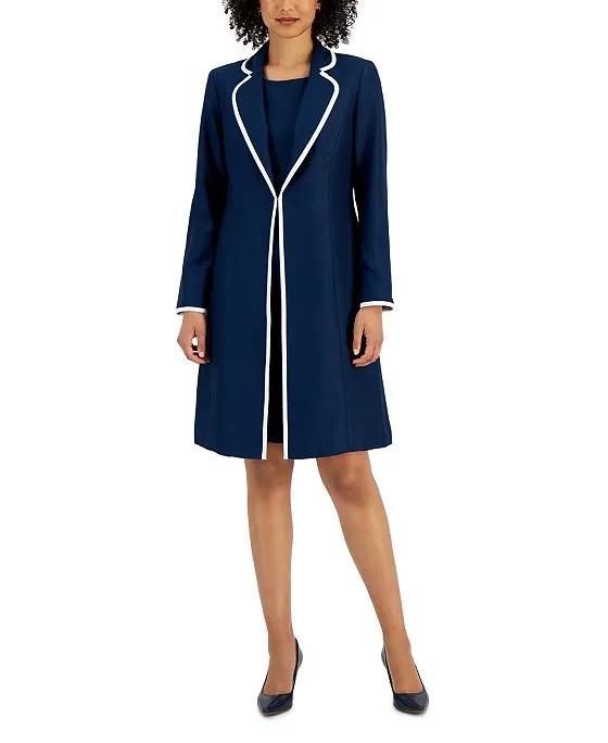 Jacquard Framed Sheath Dress Suit, Available Regular and Petite Sizes