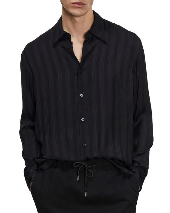 Jacquard Long Sleeve Button Front Shirt