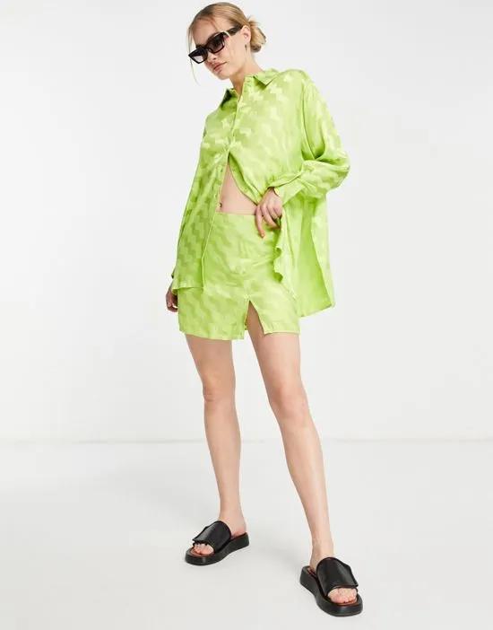 jacquard mini skirt in chartreuse