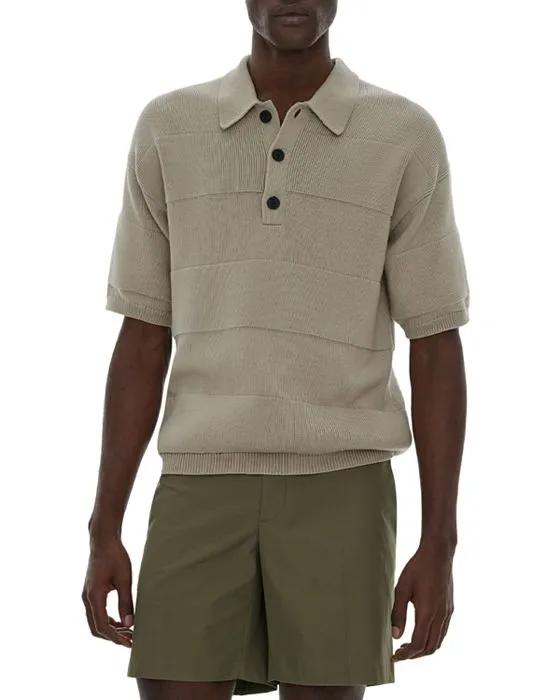 Jacquard Stripe Short Sleeve Polo Sweater