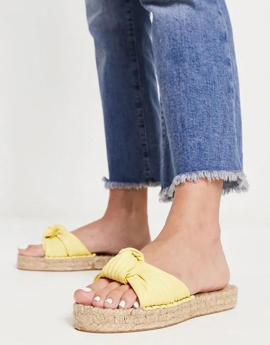 Jade knotted espadrille mules in yellow