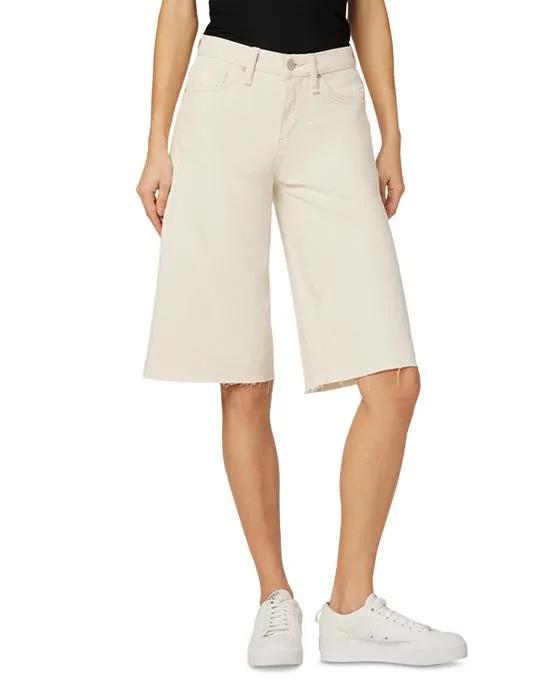 Jade Low Rise Skater Denim Shorts in Ecrus