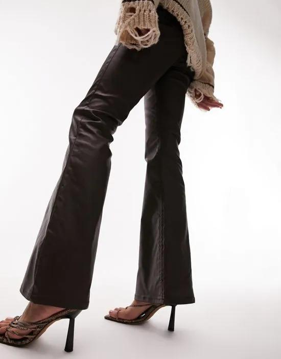 Jamie flare jeans in coated brown