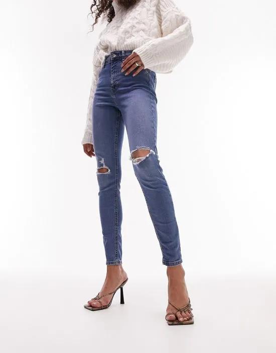 Jamie jeans with rips in mid blue