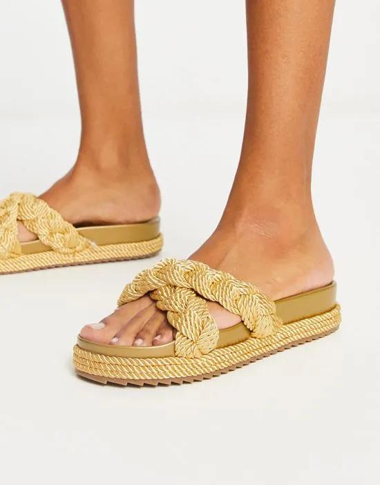 Jasmine plaited espadrille footbed in gold