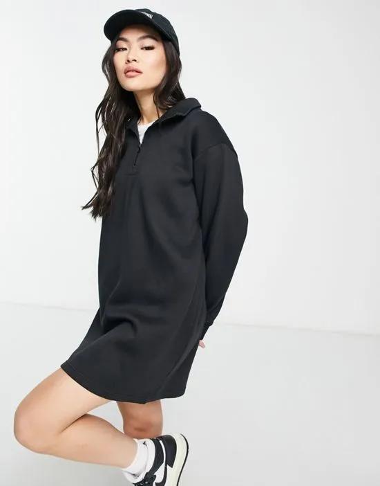 Jenna half zip mini sweater dress in black