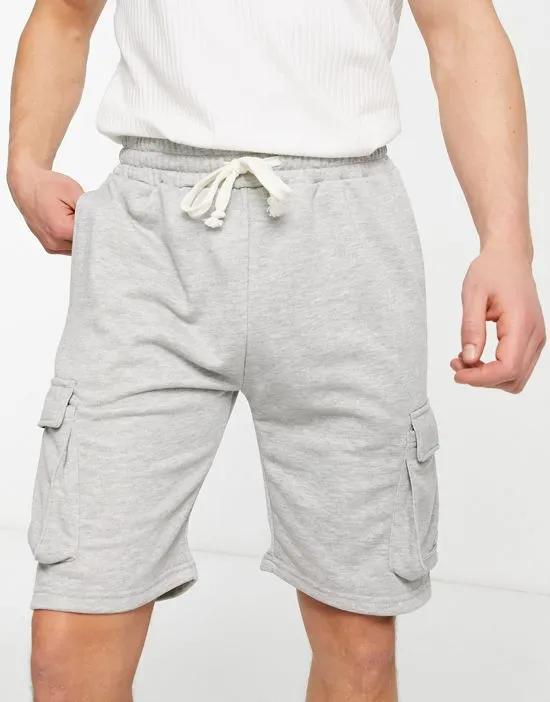 jersey cargo shorts in gray