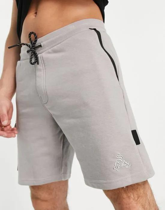 jersey cargo shorts in gray