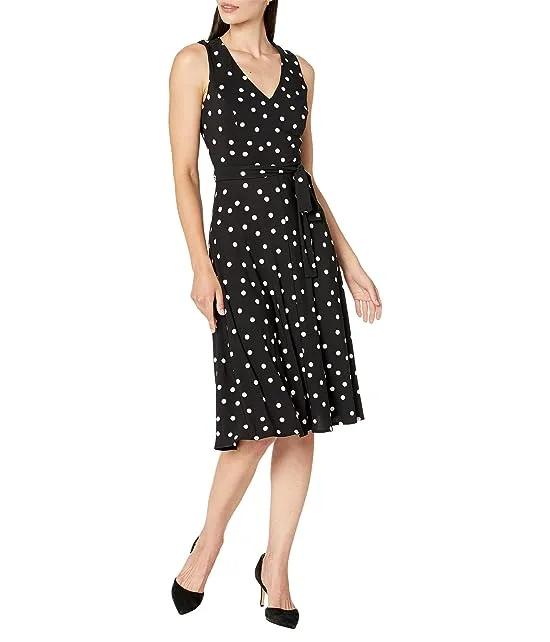 Jersey Dot Fit-and-Flare Dress
