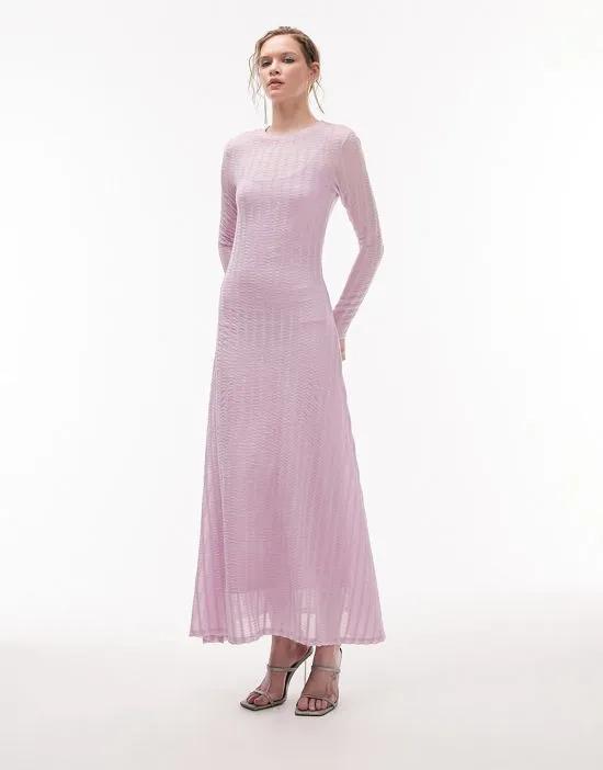 jersey long sleeve maxi dress in lilac