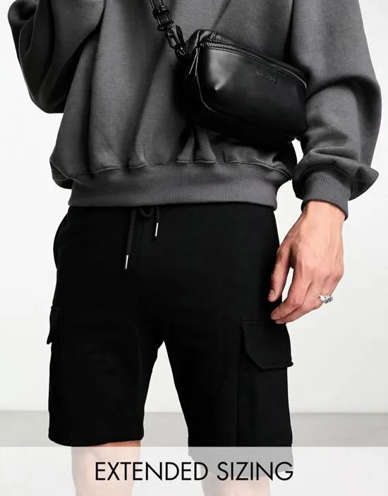 jersey shorts with cargo pockets in black